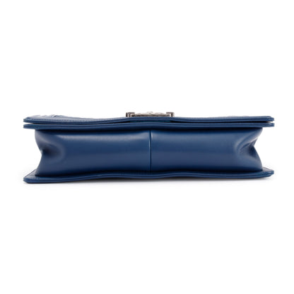 Chanel Navy Chevron Large Boy Bag