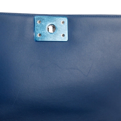 Chanel Navy Chevron Large Boy Bag