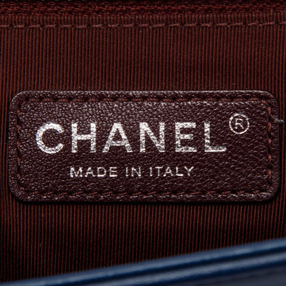 Chanel Navy Chevron Large Boy Bag