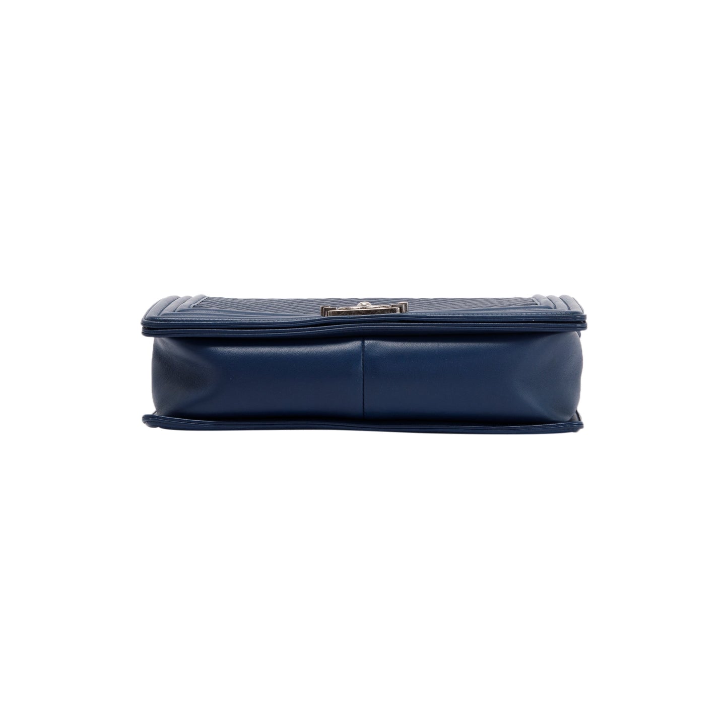 Chanel Navy Chevron Large Boy Bag