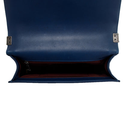 Chanel Navy Chevron Large Boy Bag