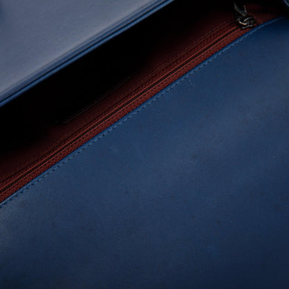 Chanel Navy Chevron Large Boy Bag