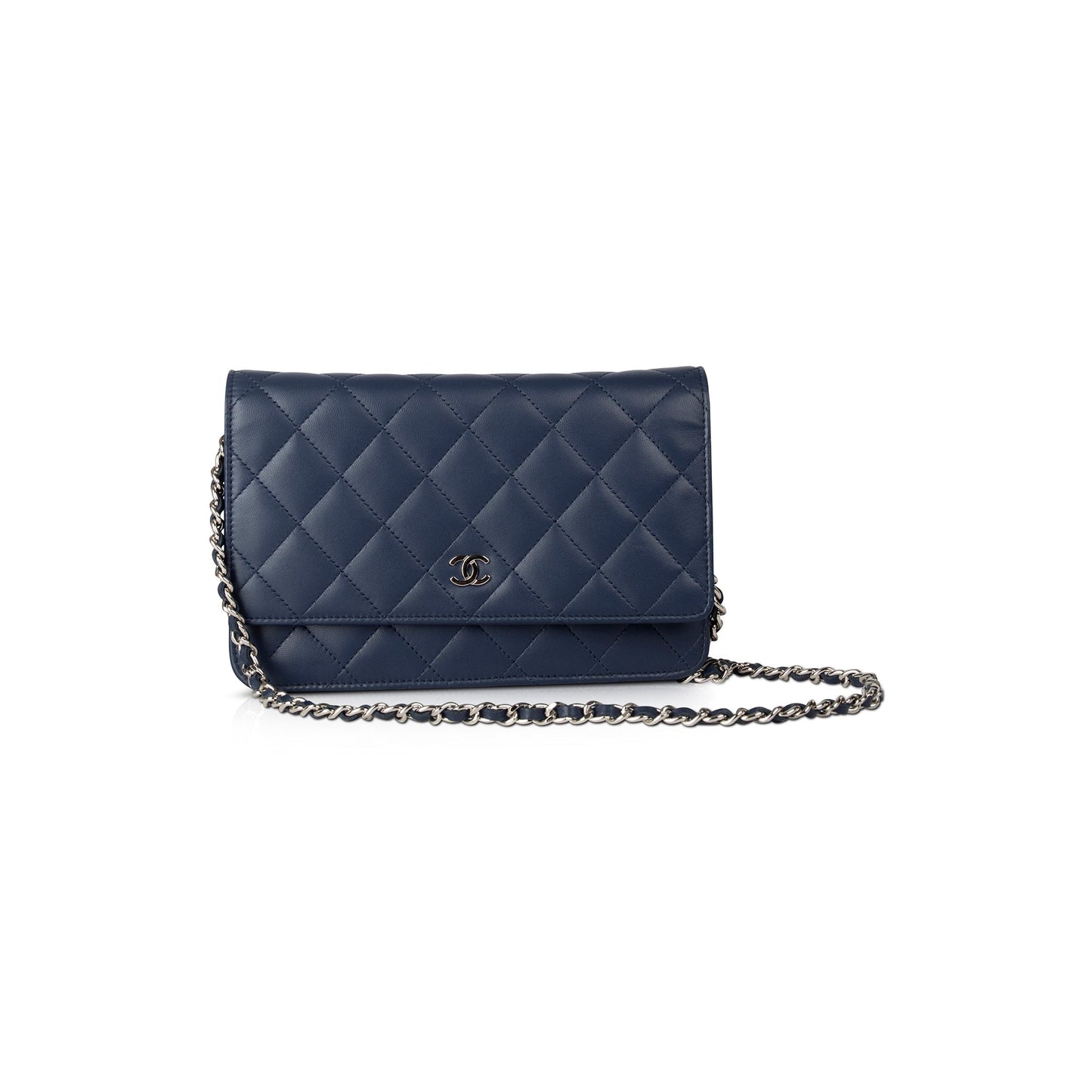 Chanel Navy Lambskin Classic Wallet on Chain