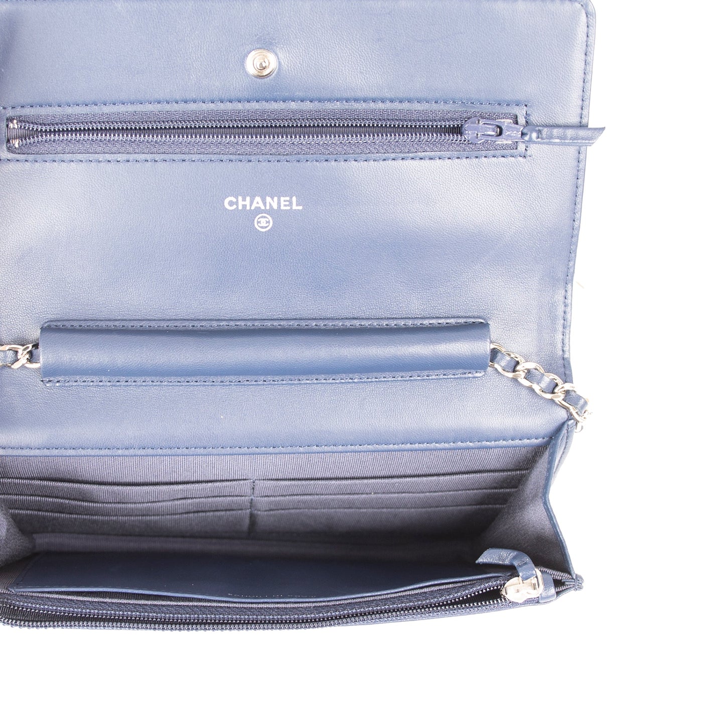 Chanel Navy Lambskin Classic Wallet on Chain