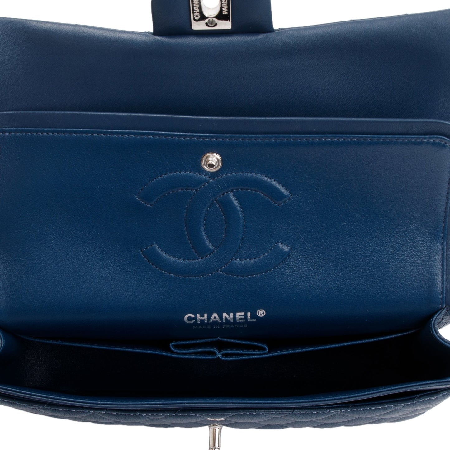 Chanel Navy Lambskin Leather Classic Medium Double Flap Bag