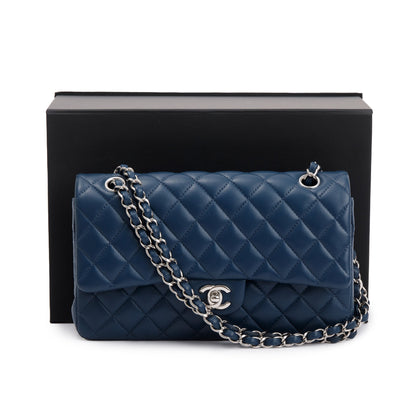 Chanel Navy Lambskin Leather Classic Medium Double Flap Bag