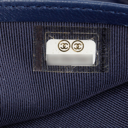 Chanel Navy Lambskin Leather Large Zip Around Organizer Wallet