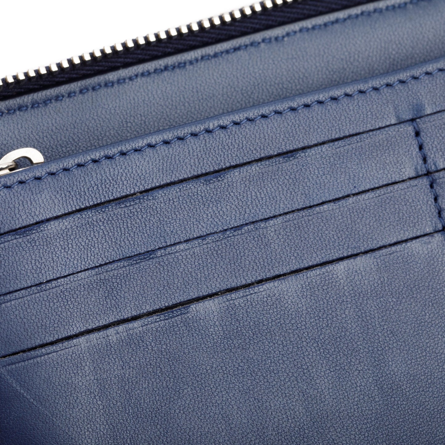 Chanel Navy Lambskin Leather Large Zip Around Organizer Wallet