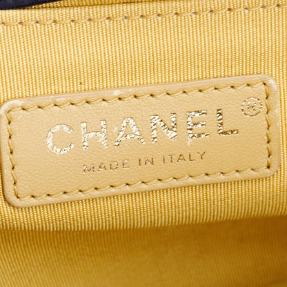 Chanel Navy Lambskin Leather Medium Boy Studded Handle Bag