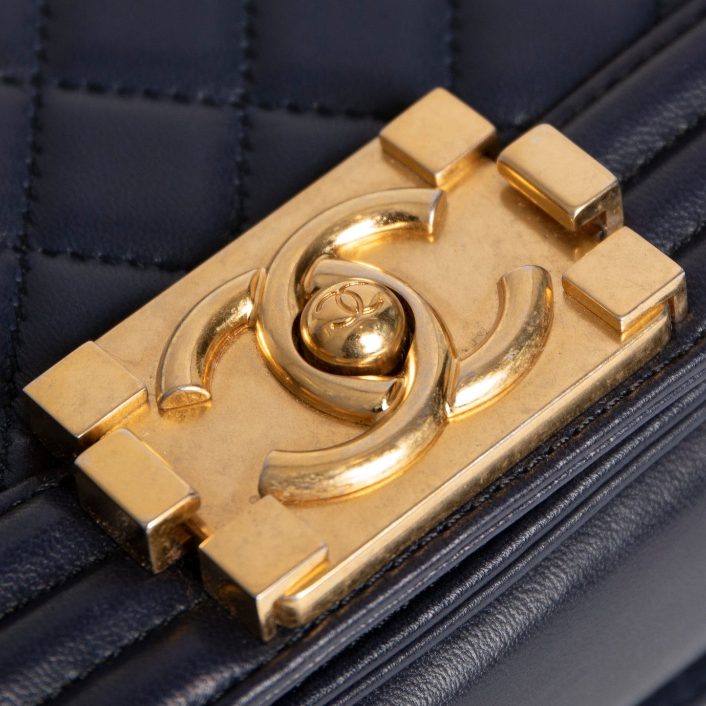 Chanel Navy Lambskin Small Boy Bag