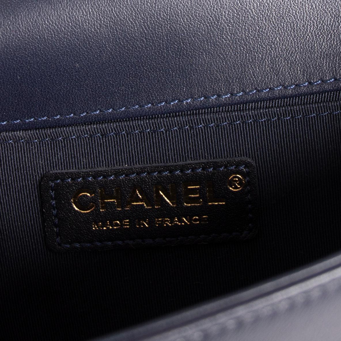 Chanel Navy Lambskin Small Boy Bag