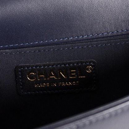 Chanel Navy Lambskin Small Boy Bag