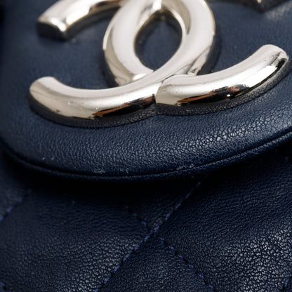 Chanel Navy Quilted Calfskin Leather Maxi Chain Around Flap Bag
