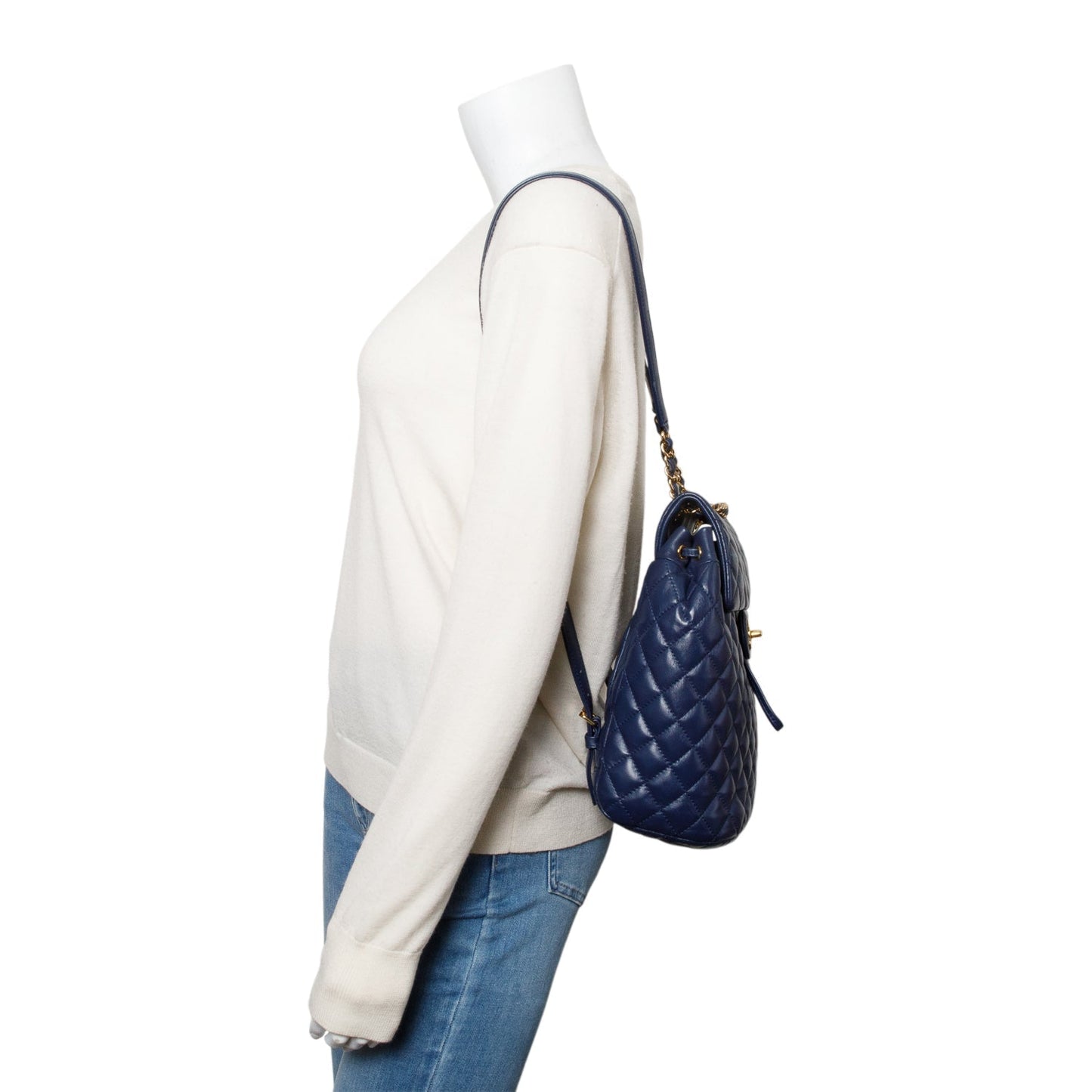 Chanel Navy Quilted Calfskin Leather Small Urban Spirit Backpack
