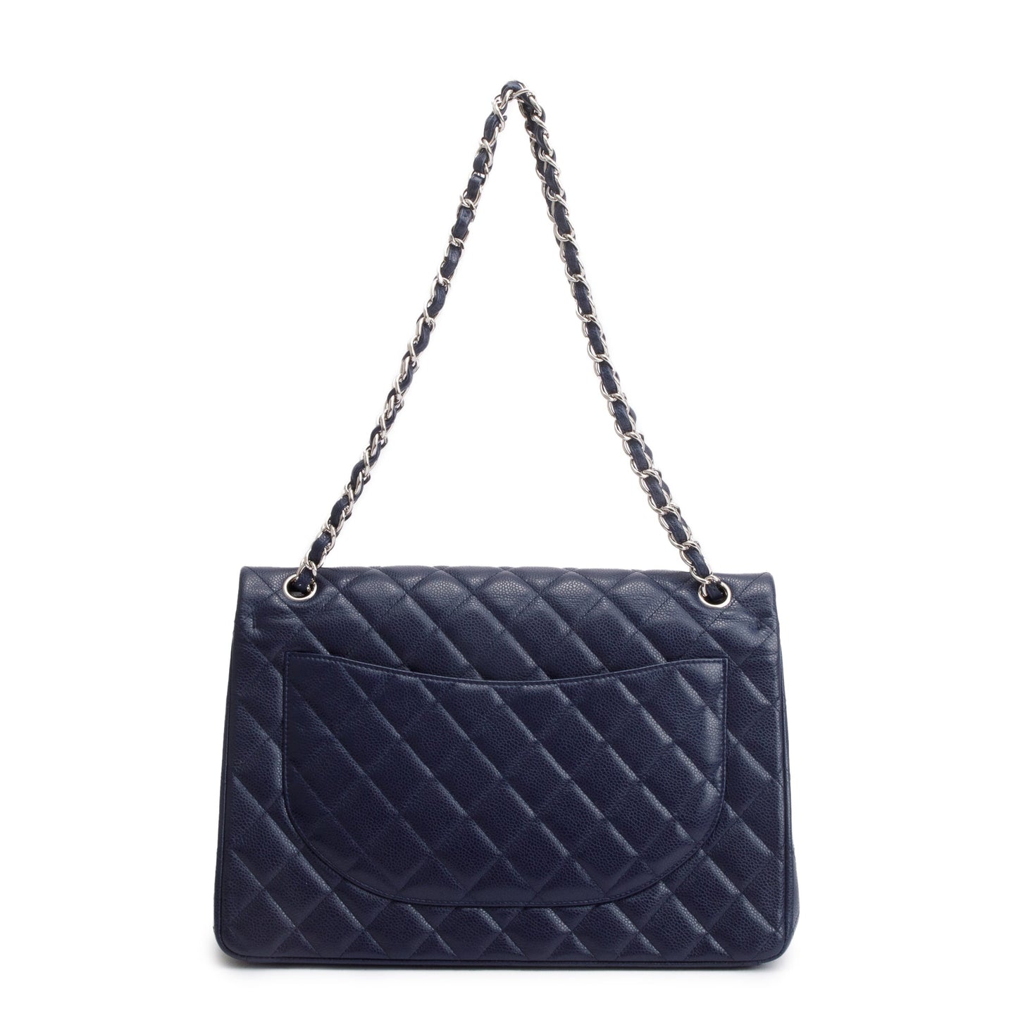 Chanel Navy Quilted Caviar Leather Classic Maxi Double Flap Bag