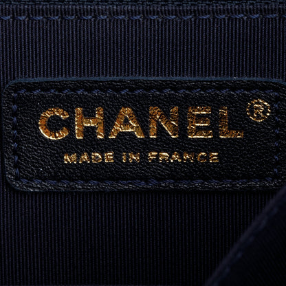 Chanel Navy Quilted Lambskin Leather Large Boy Bag