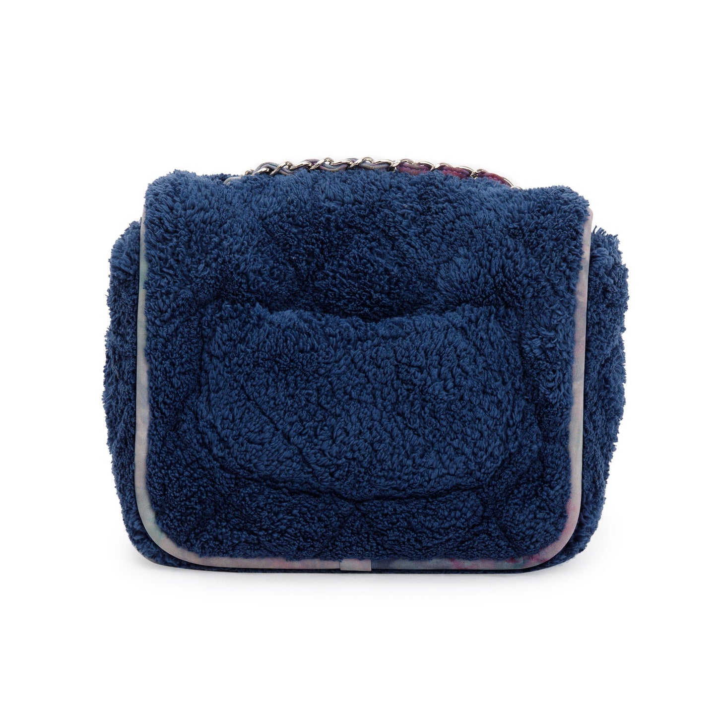 Chanel Navy Quilted Shearling Small Square Flap Bag