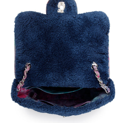 Chanel Navy Quilted Shearling Small Square Flap Bag