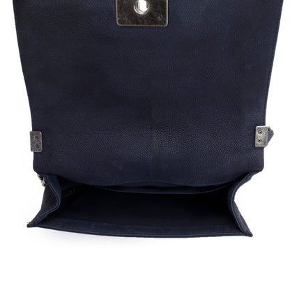 Chanel Navy Suede Calfskin Medium Boy Bag