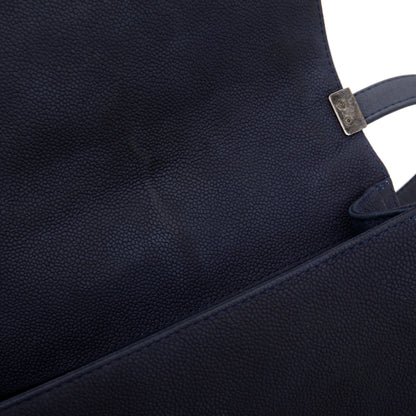 Chanel Navy Suede Calfskin Medium Boy Bag