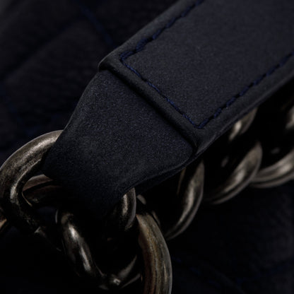 Chanel Navy Suede Calfskin Medium Boy Bag