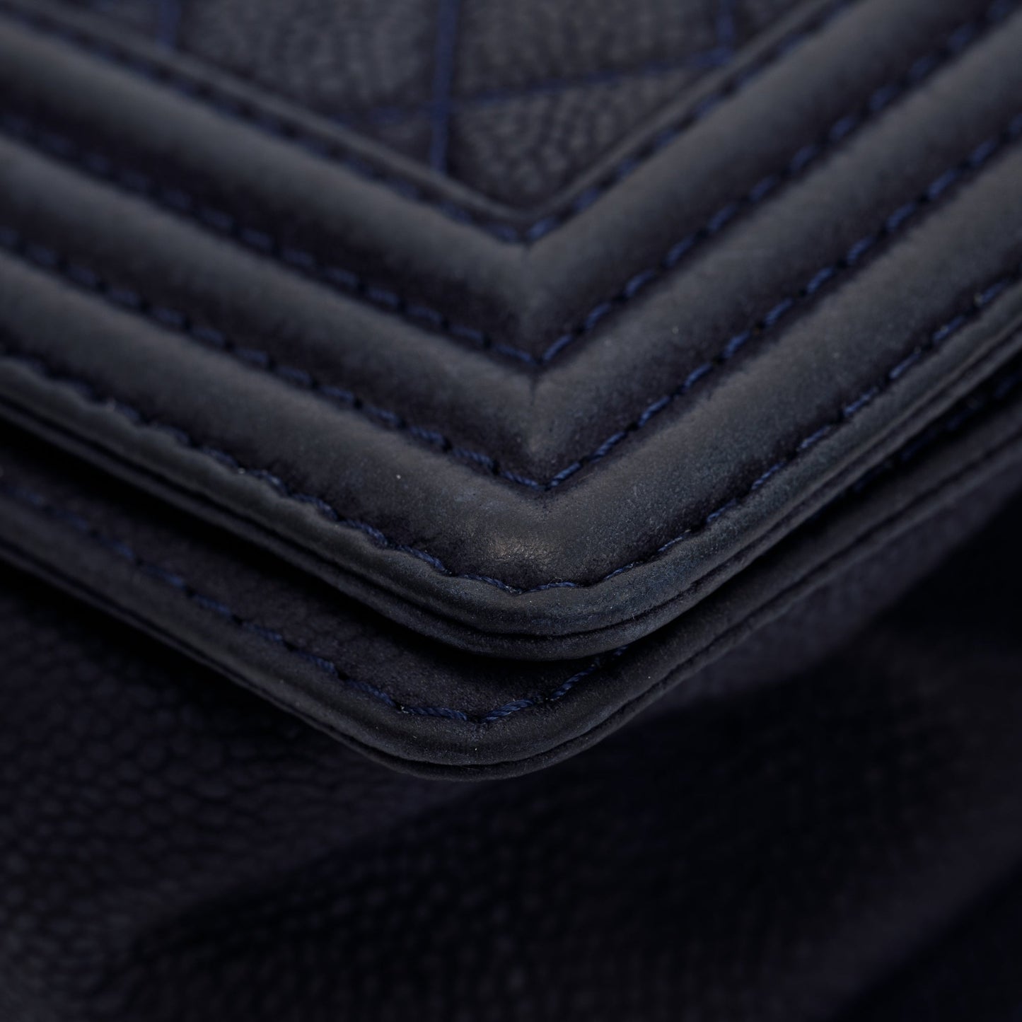 Chanel Navy Suede Calfskin Medium Boy Bag