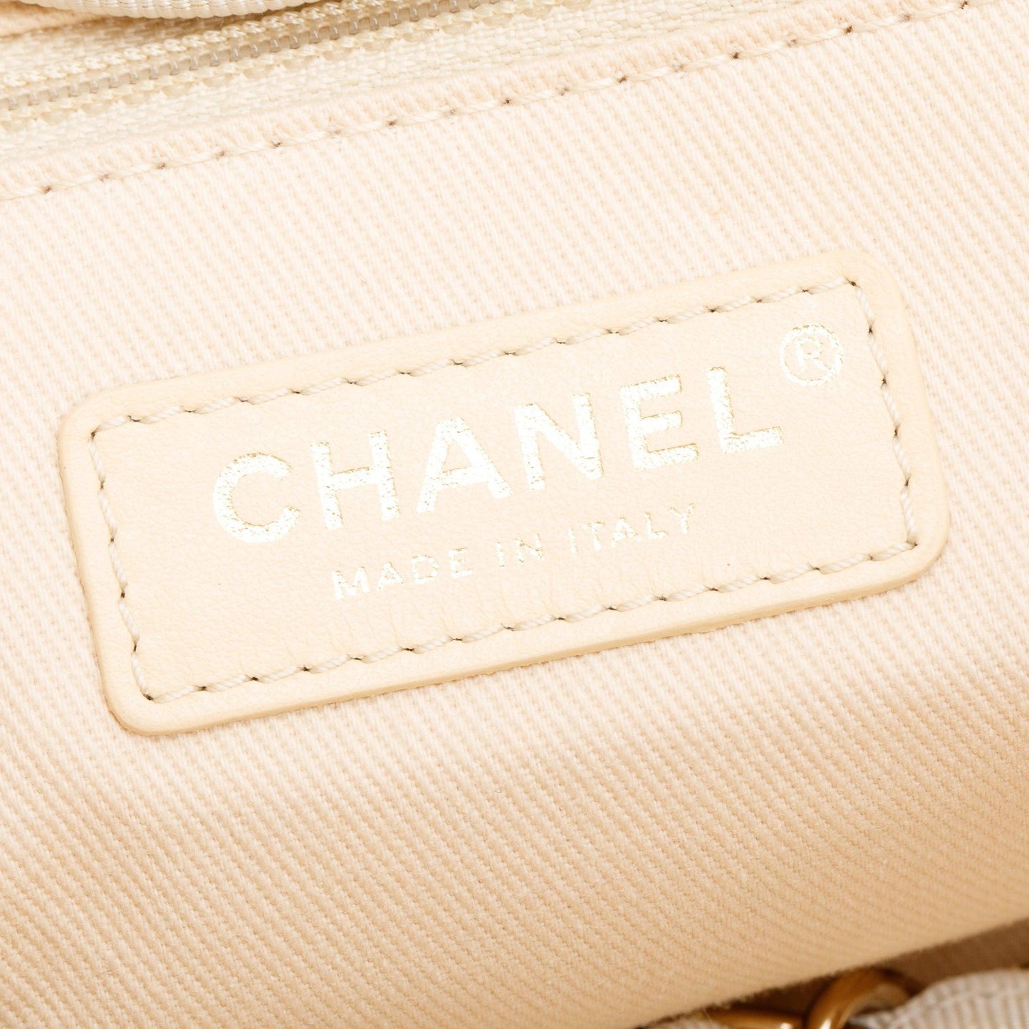 Chanel Neutral Canvas Calfskin Leather Trim Medium Deauville Shopping Tote