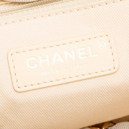 Chanel Neutral Canvas Calfskin Leather Trim Medium Deauville Shopping Tote