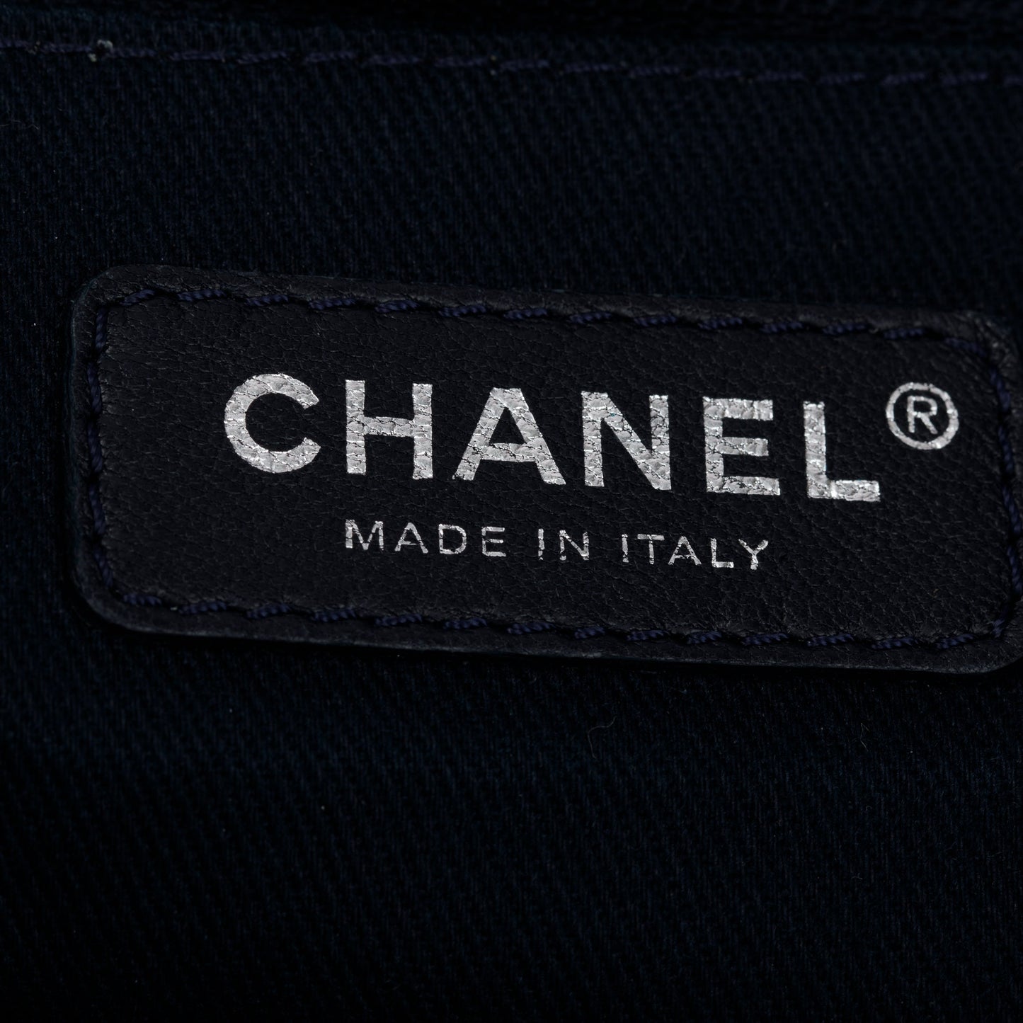 Chanel Neutral Canvas Navy Calfskin Medium Deauville Tote