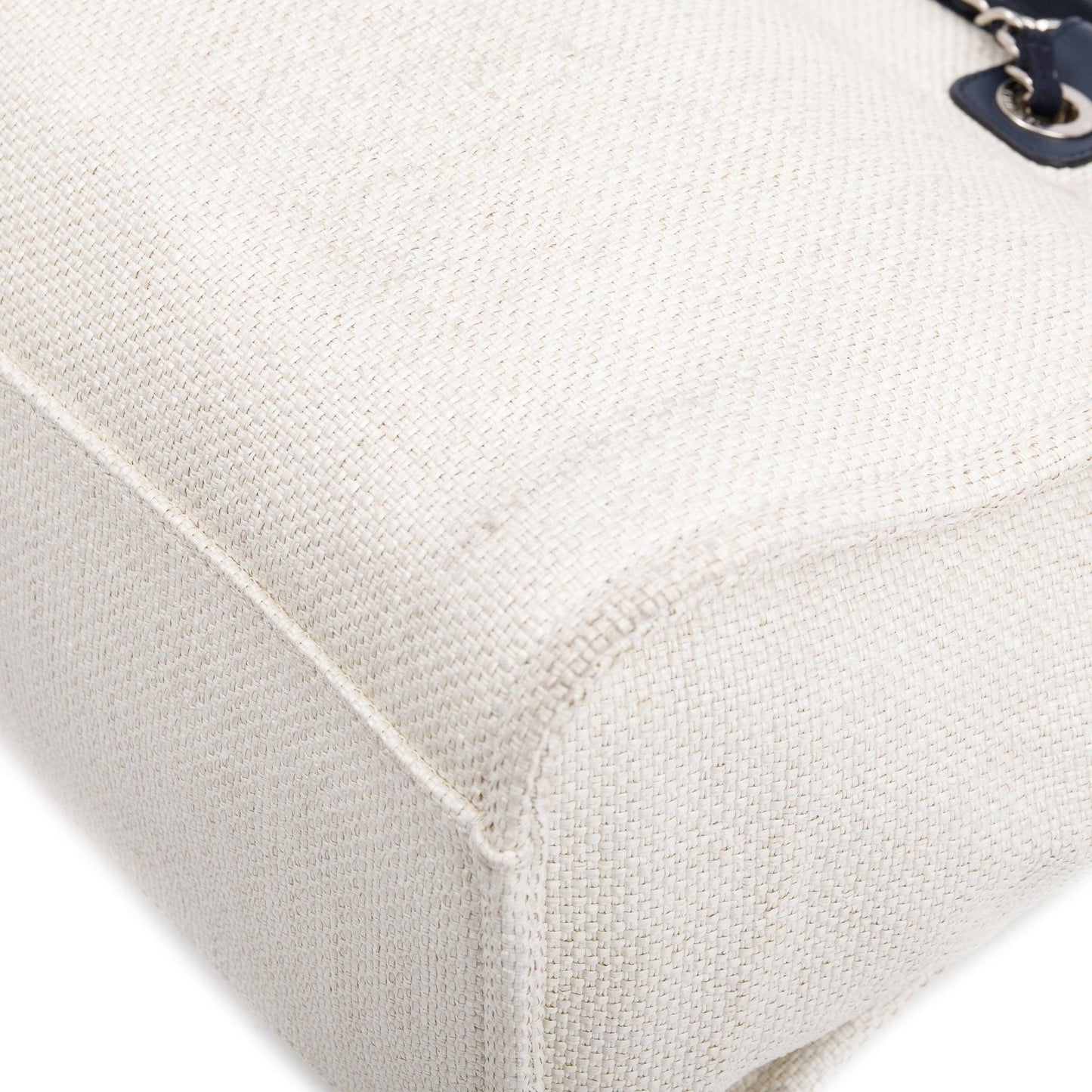 Chanel Neutral Canvas Navy Calfskin Medium Deauville Tote