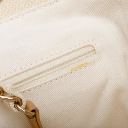 Chanel Neutral Canvas Tan Calfskin Pearl Medium Deauville Shopping Tote
