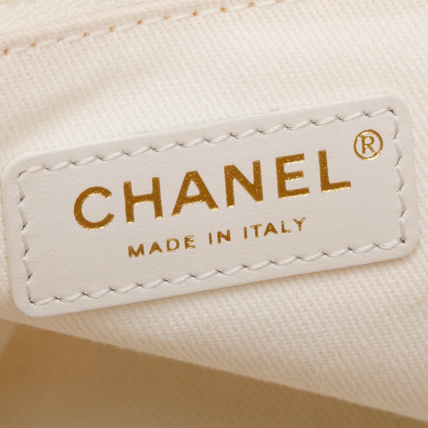 Chanel Neutral Canvas Tan Calfskin Pearl Medium Deauville Shopping Tote