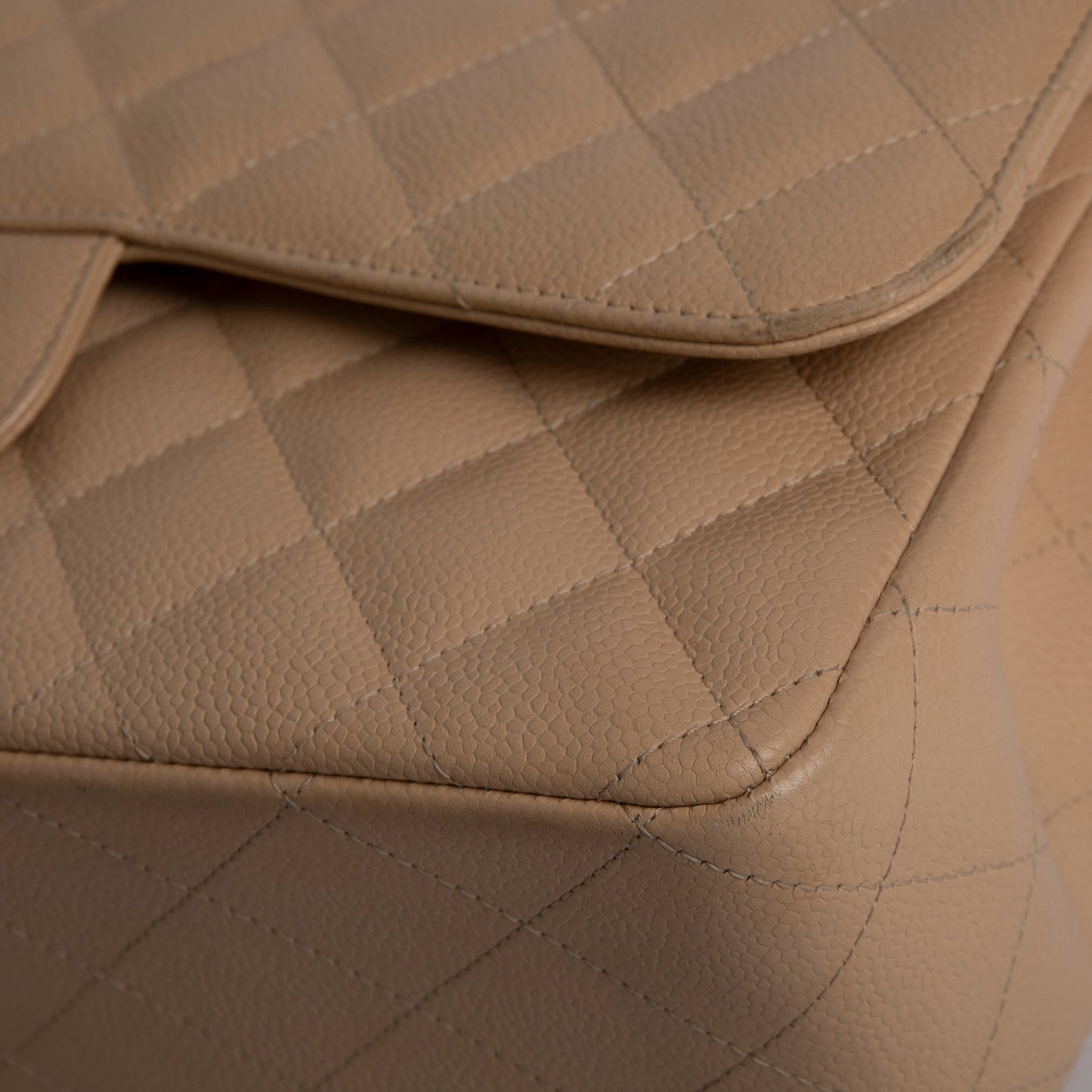 Chanel Neutral Caviar Classic Jumbo Double Flap Bag