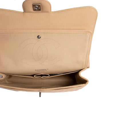 Chanel Neutral Caviar Classic Jumbo Double Flap Bag