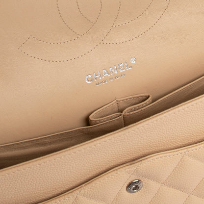Chanel Neutral Caviar Classic Jumbo Double Flap Bag