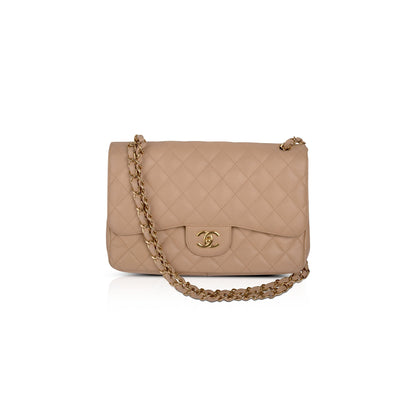 Chanel Neutral Caviar Classic Jumbo Double Flap Bag