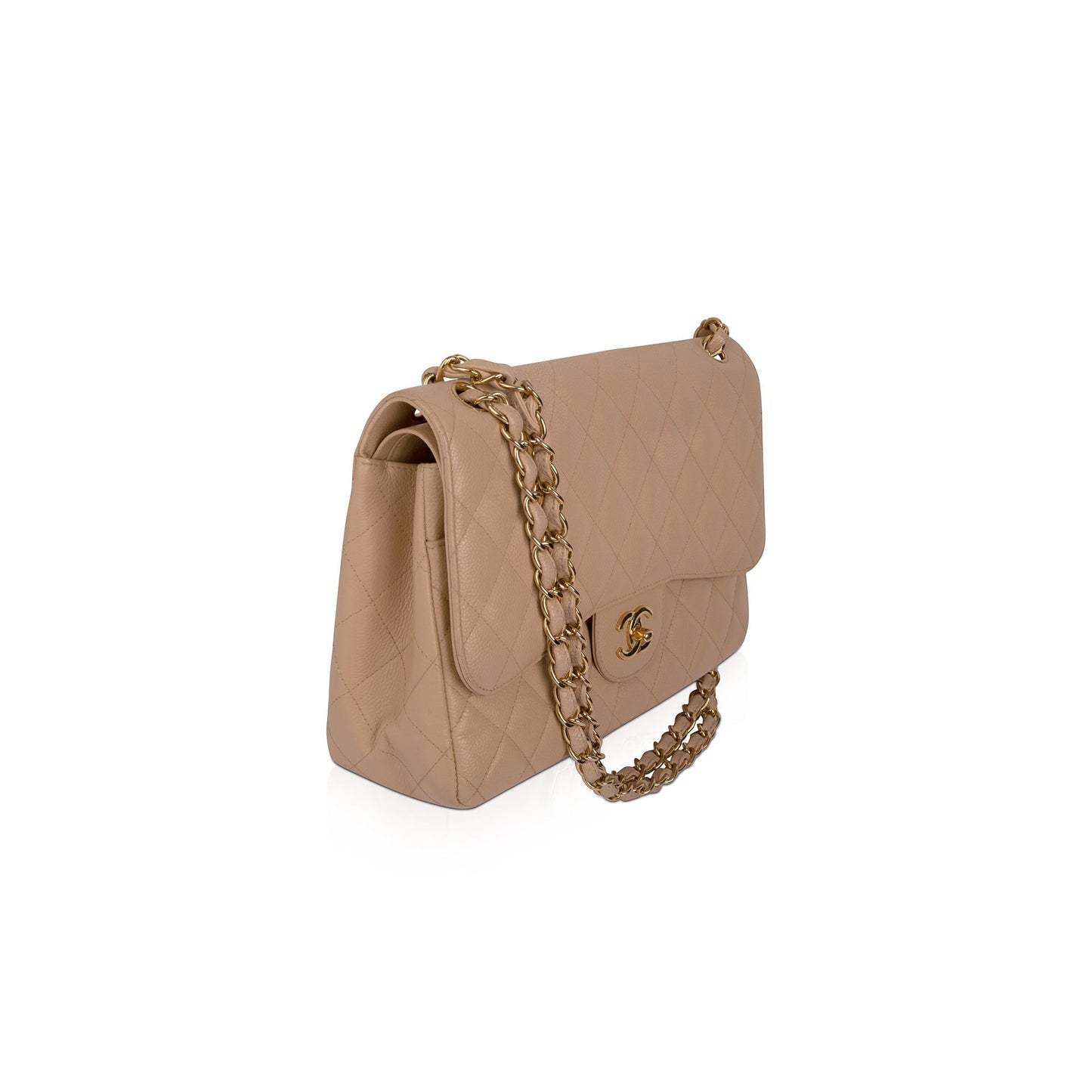 Chanel Neutral Caviar Classic Jumbo Double Flap Bag