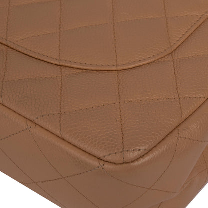 Chanel Neutral Caviar Classic Jumbo Double Flap Bag