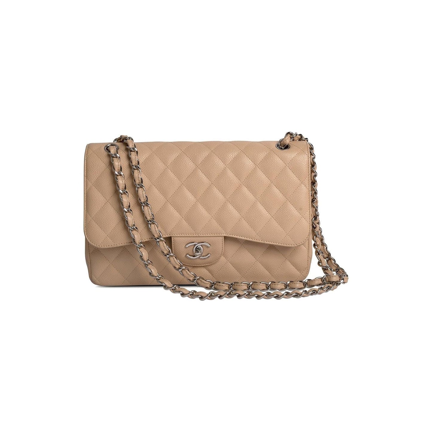 Chanel Neutral Caviar Classic Jumbo Double Flap Bag