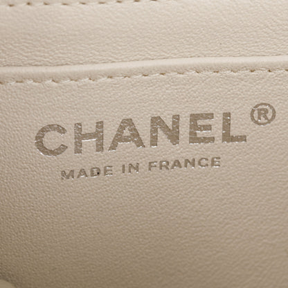 Chanel Neutral Chevron Quilted Lambskin Classic Mini Rectangular Flap Bag