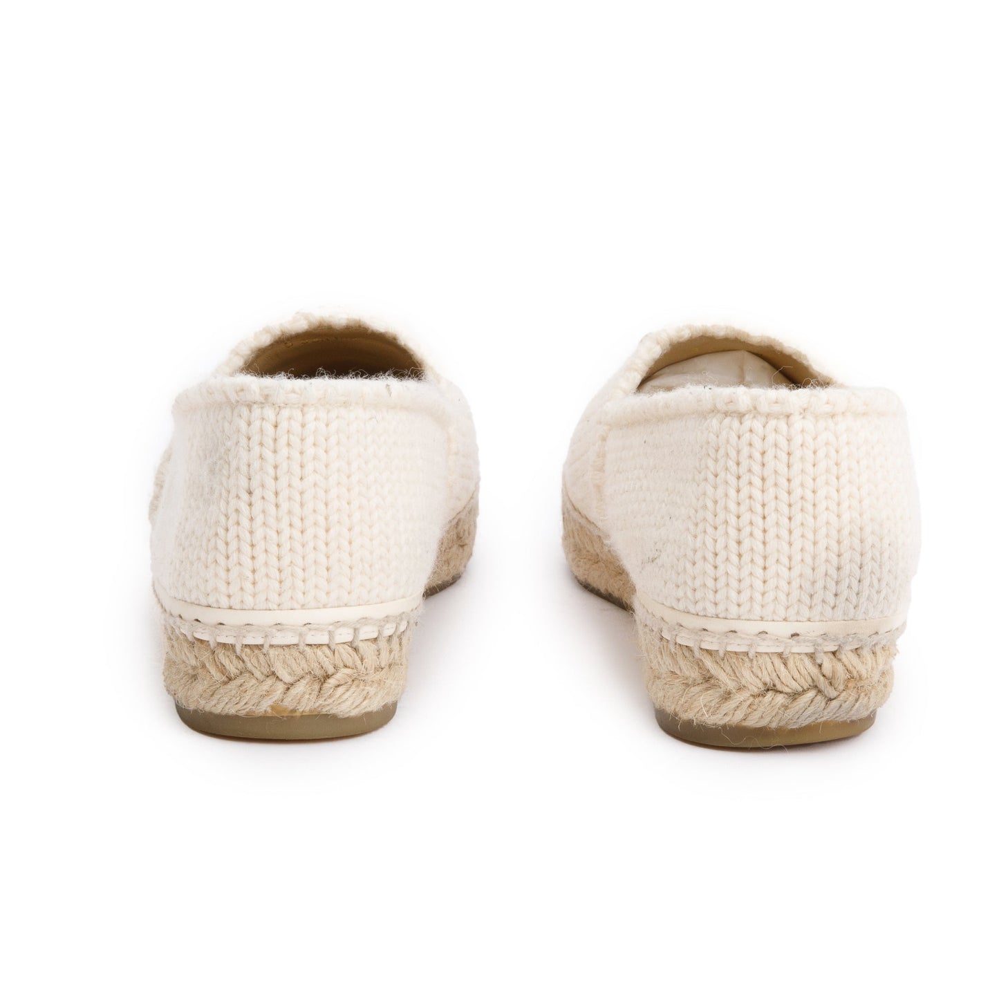 Chanel Neutral Wool Black Leather CC Logo Espadrilles, Size 40