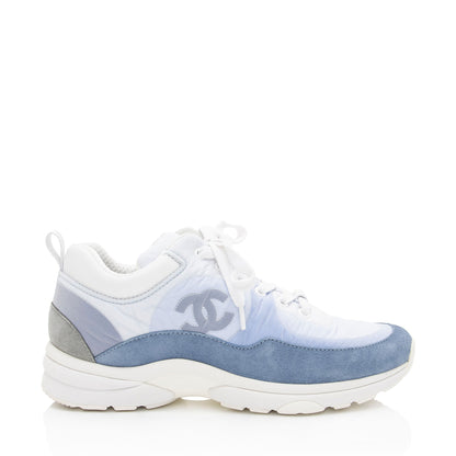 Chanel Nylon Suede CC Sneakers - Size 7 / 37