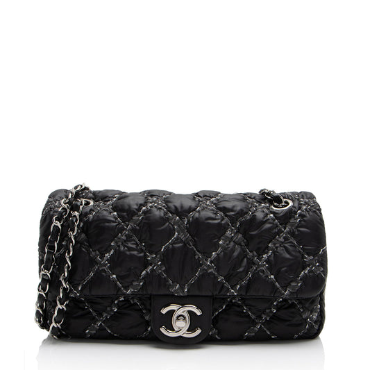 Chanel Nylon Quilted Tweed On Stitch Flap Bag (SHF-4UuNtD)