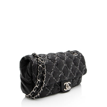 Chanel Nylon Quilted Tweed On Stitch Flap Bag (SHF-4UuNtD)