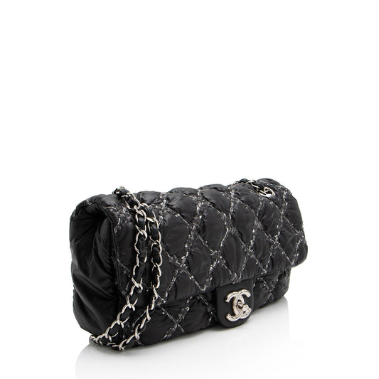 Chanel Nylon Quilted Tweed On Stitch Flap Bag (SHF-4UuNtD)