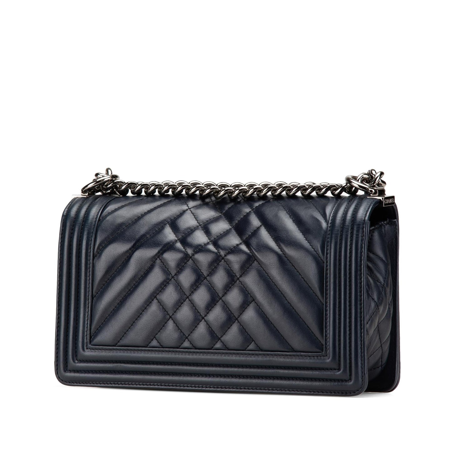 Chanel Old Medium Chevron and Diamond Quilted Lambskin Boy Flap