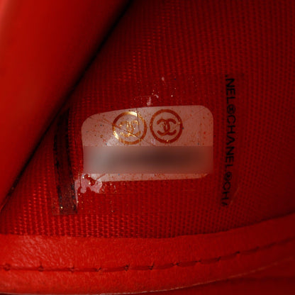 Chanel Orange Camellia Embossed Leather Trifold Compact Wallet