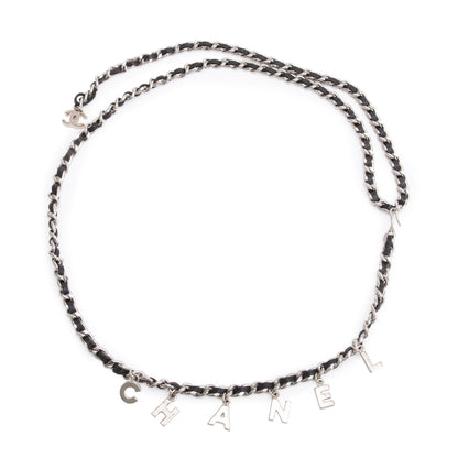 Chanel Palladium-Plated Chain-Link & Leather Interlocking CC Logo Letter Waist Belt