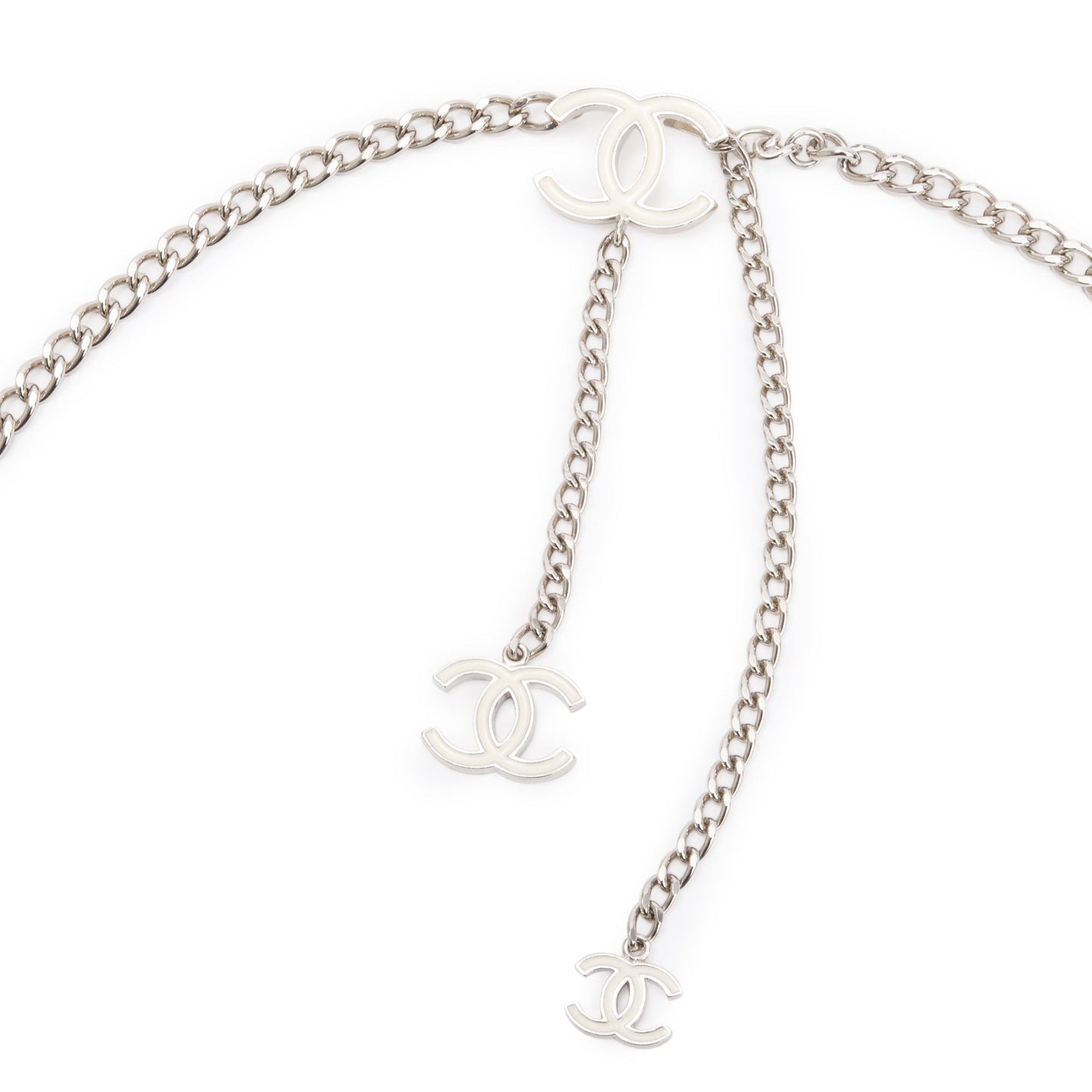 Chanel Palladium Plated Enamel CC Logo Chain-Link Belt