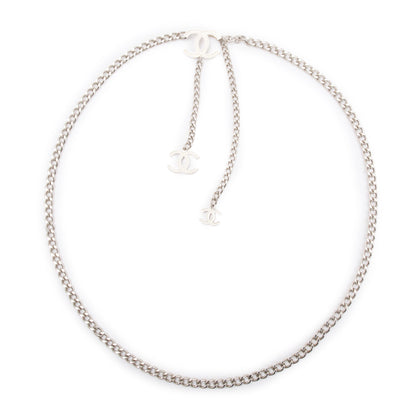 Chanel Palladium Plated Enamel CC Logo Chain-Link Belt
